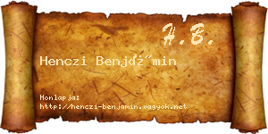 Henczi Benjámin névjegykártya